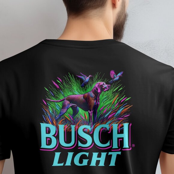 Busch Light English Pointer Bird Hunters T-shirt Black Men's - Picture 3 of 3